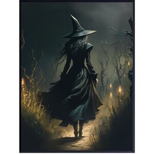 NWT Unframed Gothic Witch Wall Art Print Frameless Halloween Decor 12x16.5
